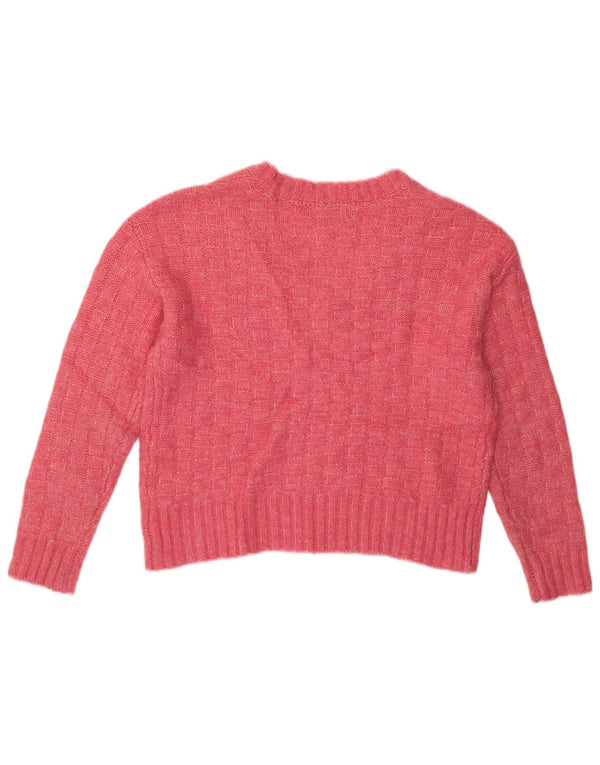 MARKS & SPENCER Dame oversized V-hals sweater UK 10 Small Pink