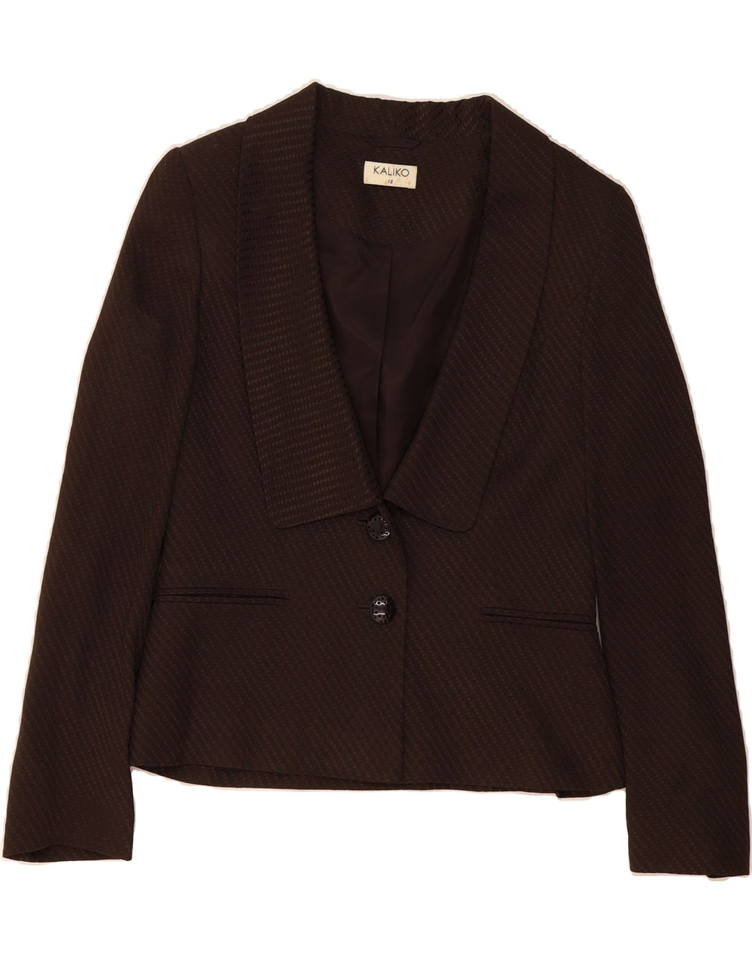 KALIKO Womens 2 Button Blazer Jacket UK 12 Medium Brown Striped Acetate Vintage Kaliko and Second-Hand Kaliko from Messina Hembry 