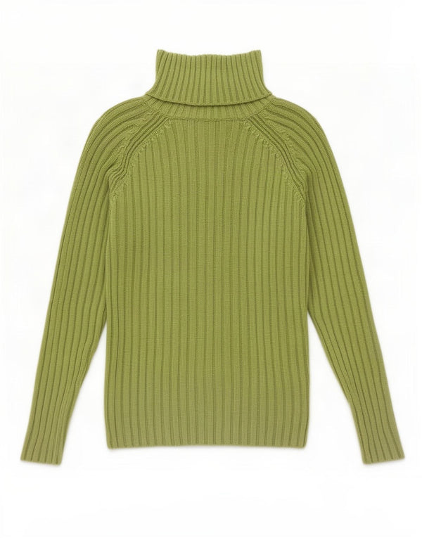 Zara Mens Polo Neck Jumper Sweater Large Green Cotton