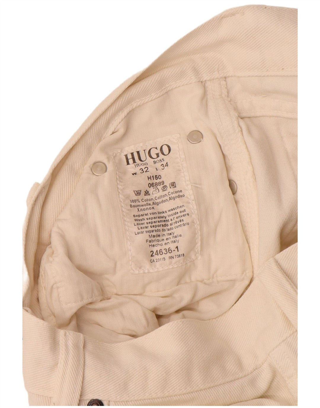 Hugo Boss Straight Jeans til mænd W32 L34 Off White Bomuld
