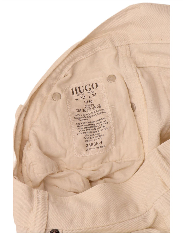 Hugo Boss Straight Jeans til mænd W32 L34 Off White Bomuld