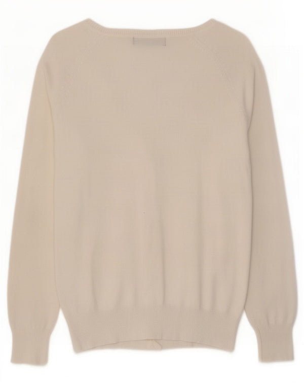 Zara Dame Cardigan Sweater UK 12 Medium White Bomuld