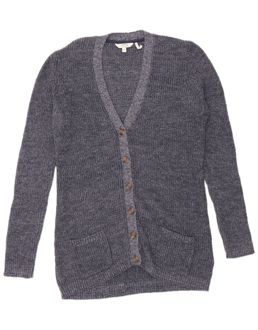 Fat Face Dame Cardigan Sweater UK 12 Medium Navy Blue Bomuld