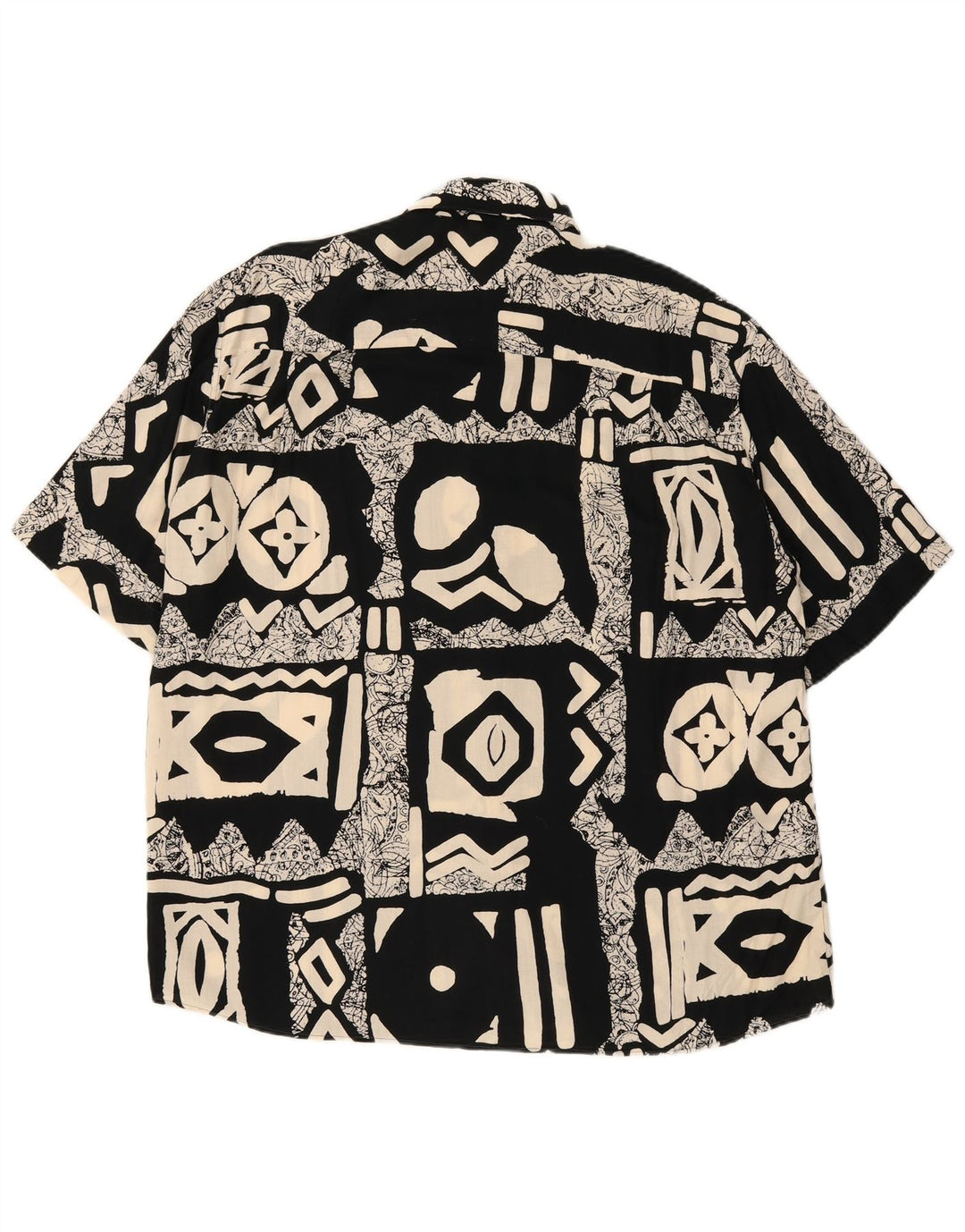 Vintage kortærmet herreskjorte IT 42 Stor sort patchwork