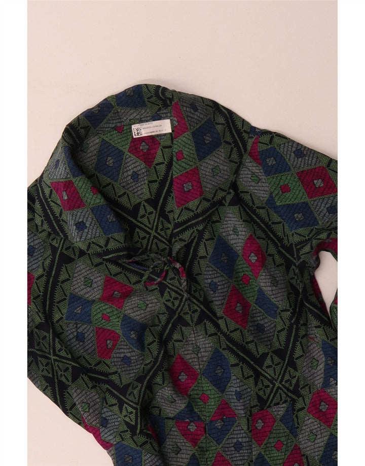 Vintage Dame A-Line Kjole UK 12 Medium Flerfarvet Geometrisk