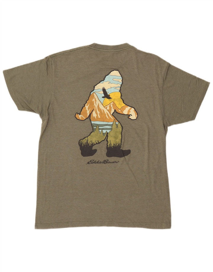 EDDIE BAUER Herre grafisk T-shirt Top Stor Khaki Bomuld