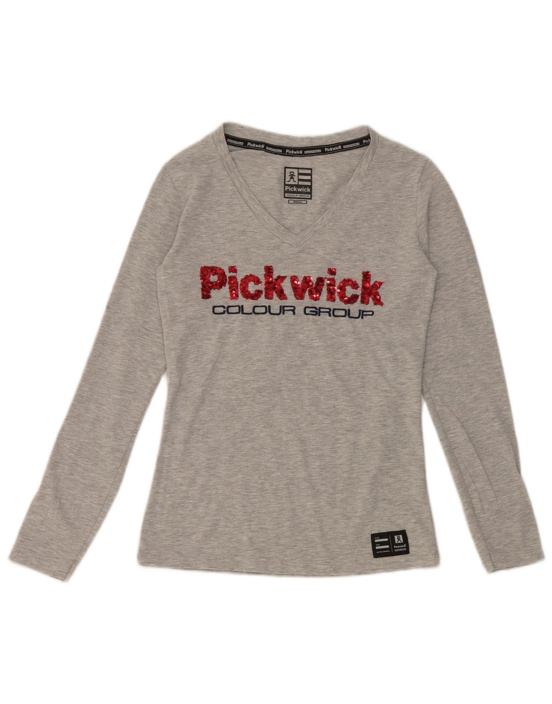 Pickwick Kvinders Grafisk Top Langærmet UK 8 Small Grå Flecked Viscose