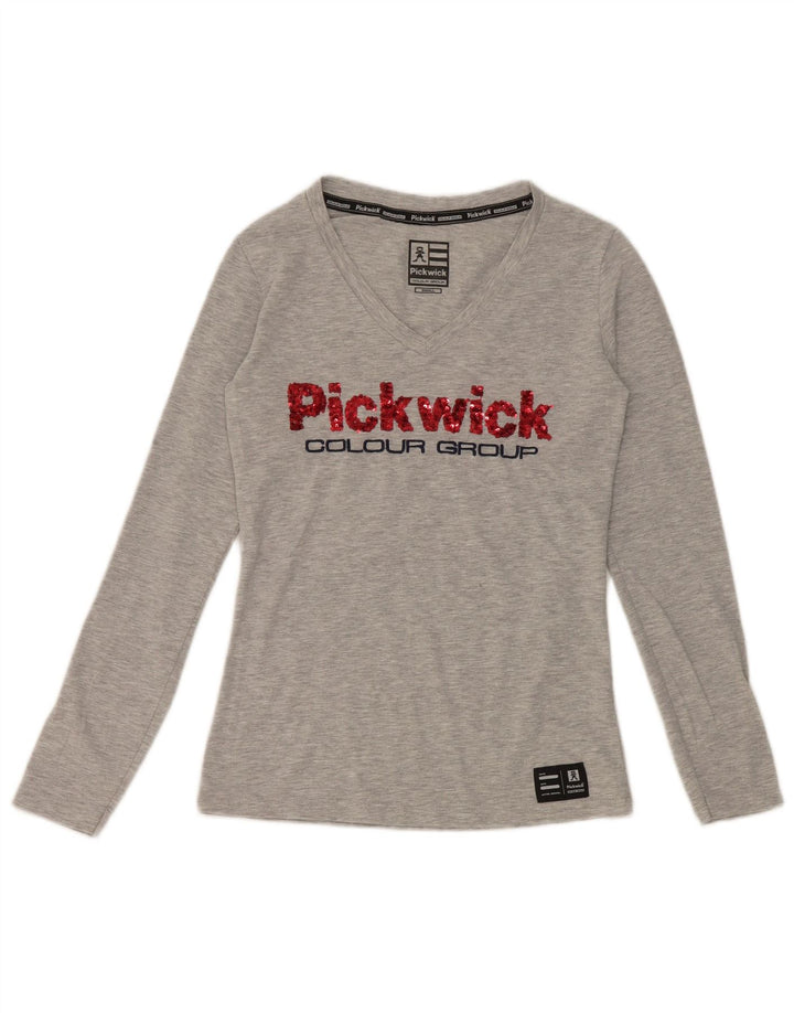 Pickwick Kvinders Grafisk Top Langærmet UK 8 Small Grå Flecked Viscose