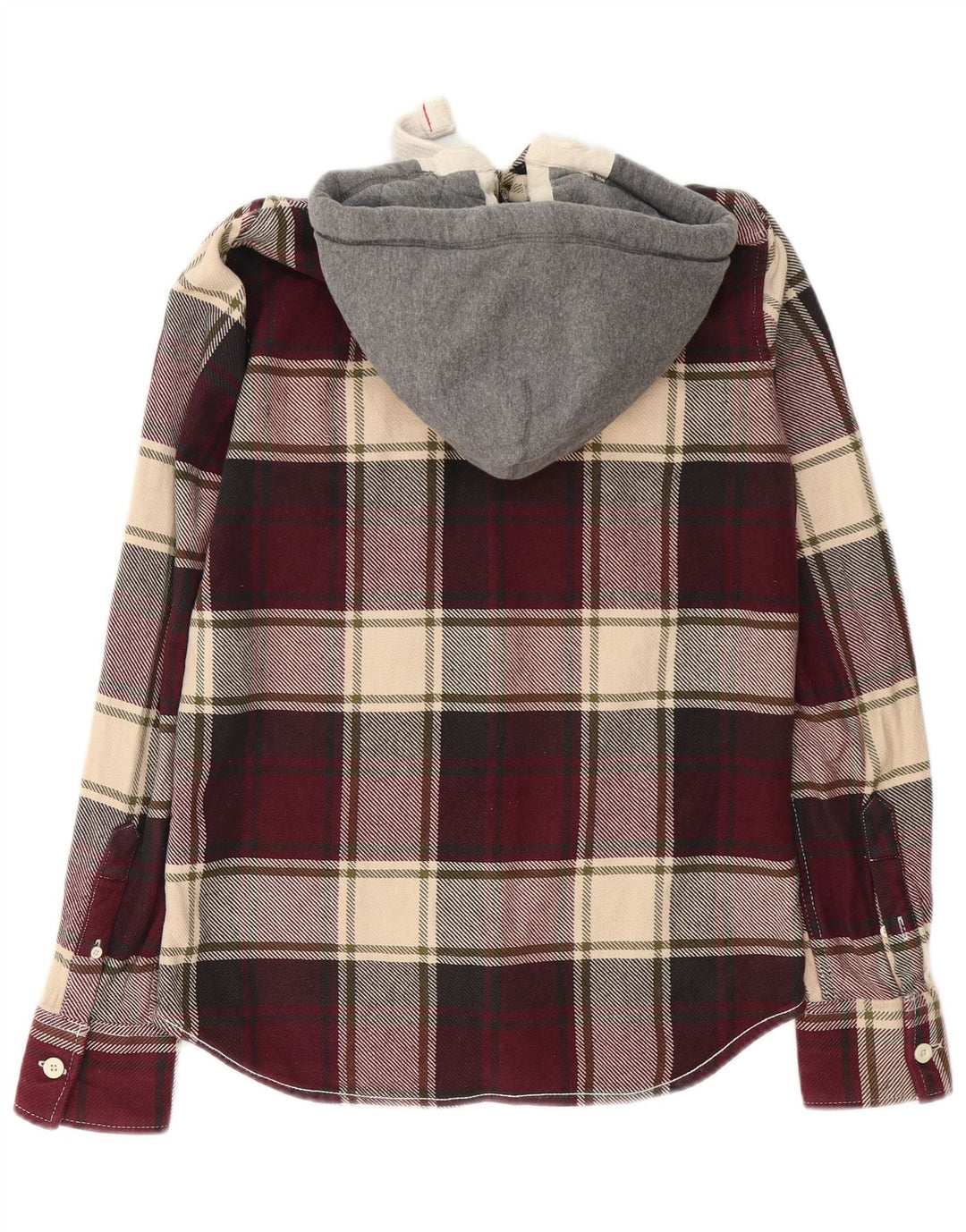 Superdry Flanelskjorte med hætte til mænd Medium Bourgogne ternet bomuld