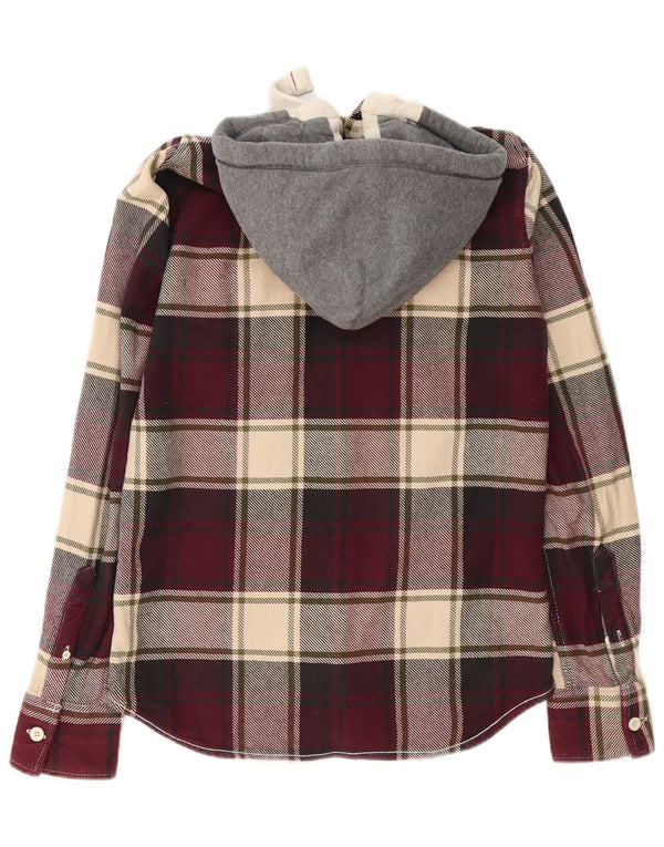 Superdry Flanelskjorte med hætte til mænd Medium Bourgogne ternet bomuld