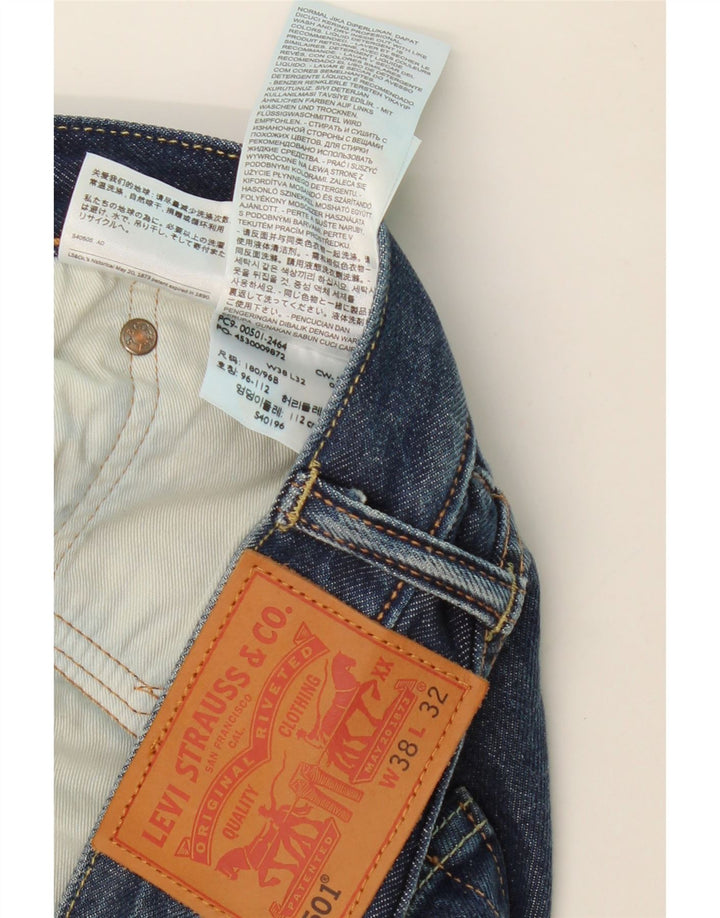 LEVI'S Herre 501 Straight Jeans W38 L32 Blå Bomuld