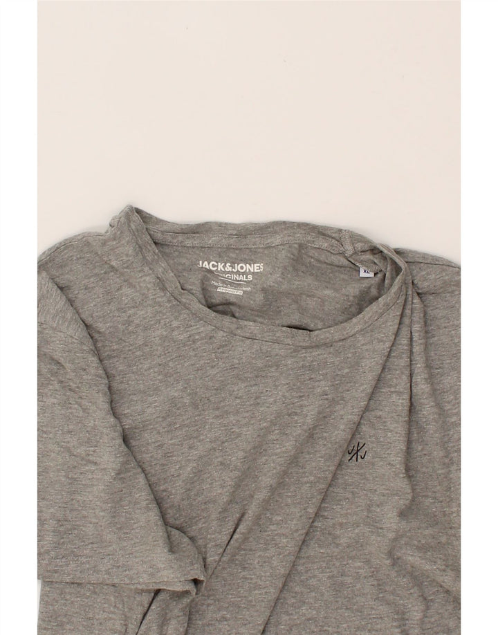 JACK & JONES Mens Regular Fit T-Shirt Top XL Grey Cotton Vintage Jack & Jones and Second-Hand Jack & Jones from Messina Hembry 