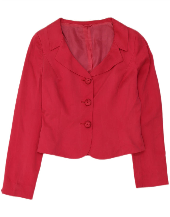 Hobbs Womens Crop 3-knaps blazerjakke UK 12 Medium Pink Silke