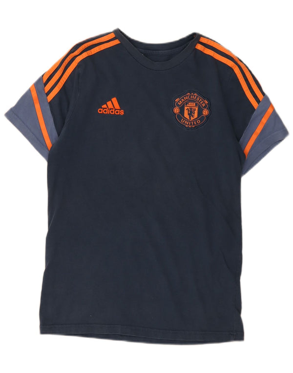 Adidas Boys Manchester United Grafisk T-Shirt Top 13-14 år Marineblå