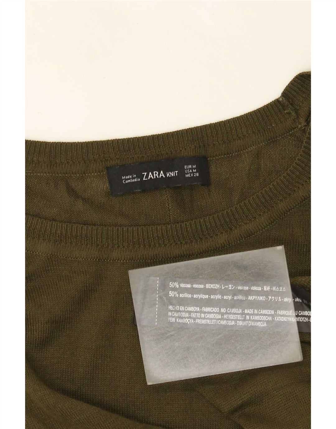 Zara Dame Boat Neck Jumper Sweater UK 14 Medium Green Viscose
