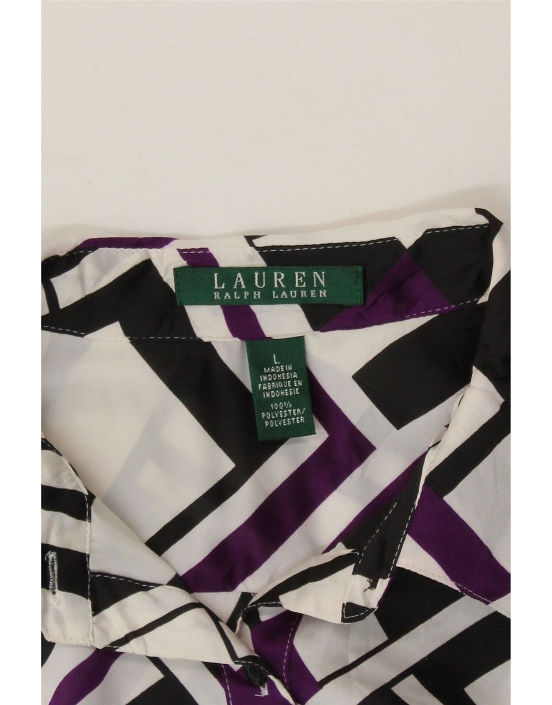 RALPH LAUREN Womens Shirt Blouse UK 16 Large Multicoloured Geometric Vintage Ralph Lauren and Second-Hand Ralph Lauren from Messina Hembry 
