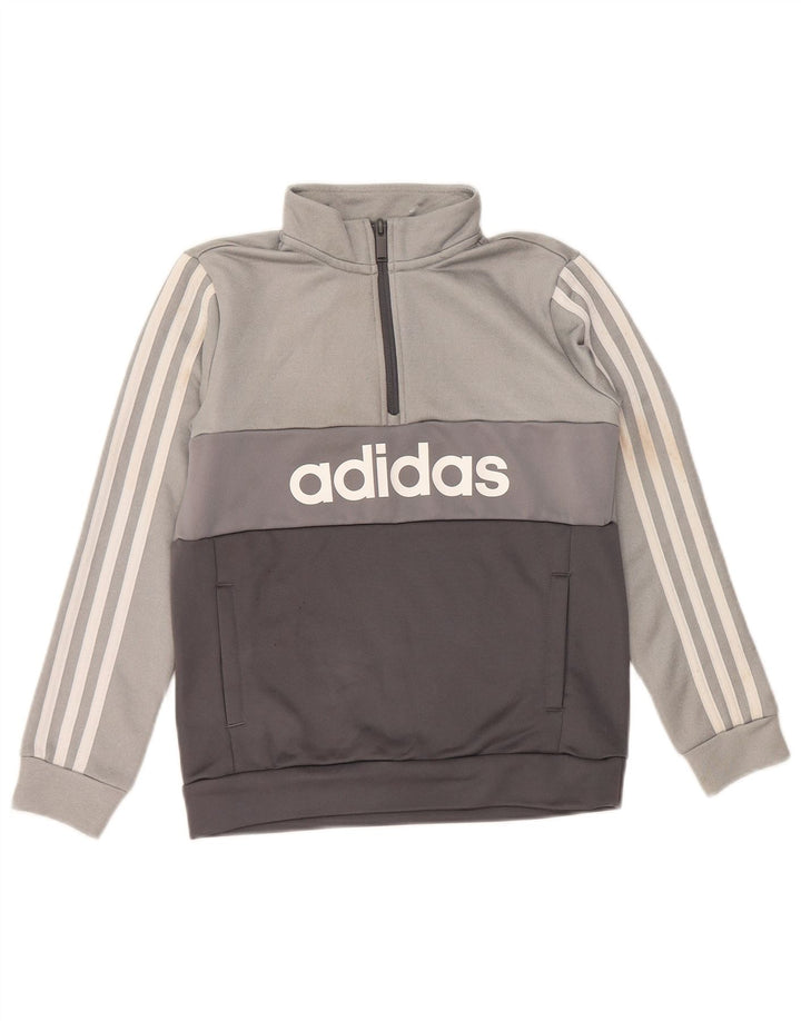 ADIDAS Boys Aeroready Graphic Sweatshirt Jumper 9-10 Years Grå