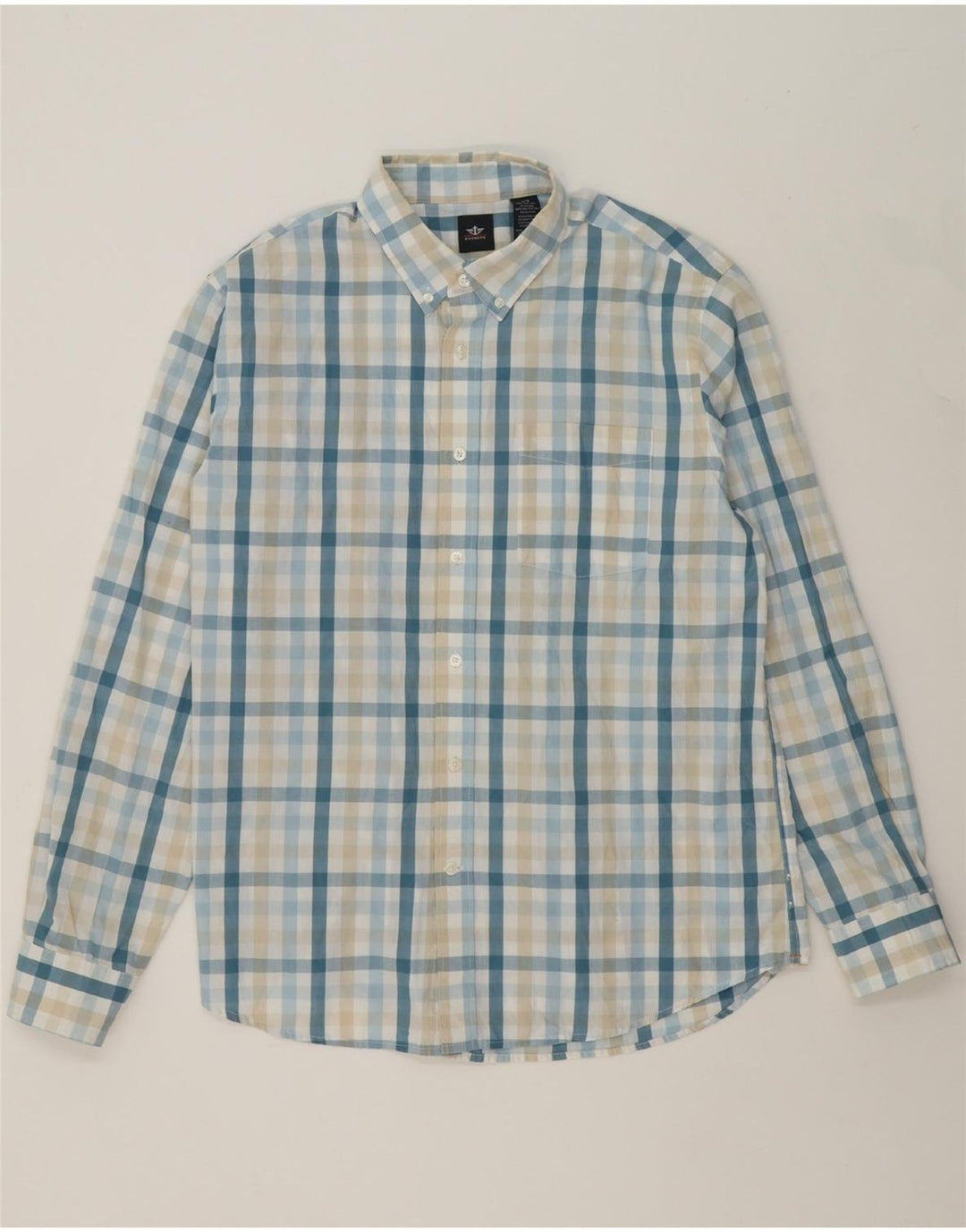 DOCKERS Mens Shirt Large Blue Check Cotton Vintage Dockers and Second-Hand Dockers from Messina Hembry 