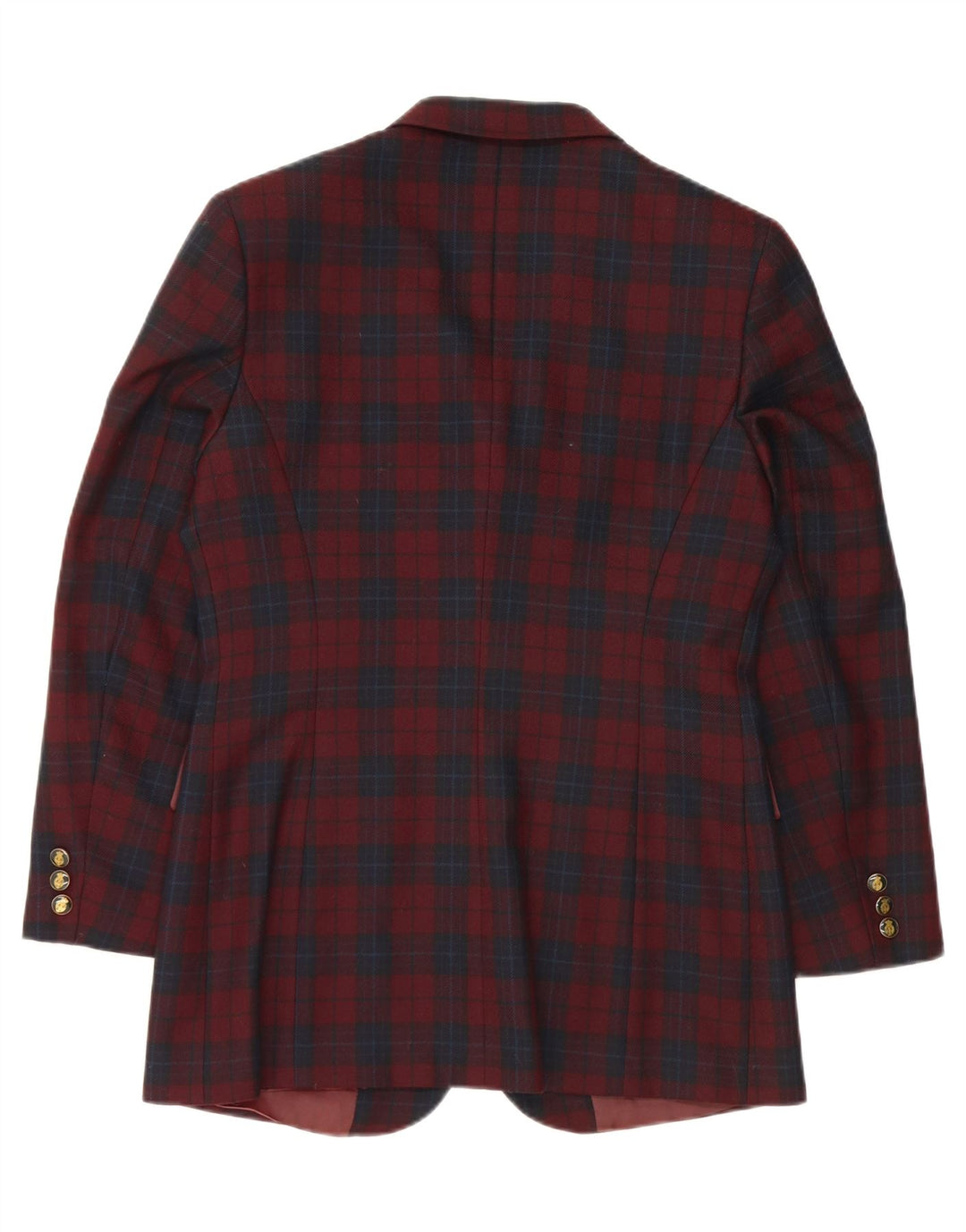 VINTAGE Womens 3 Button Blazer Jacket IT 46 Large Burgundy Check Acrylic