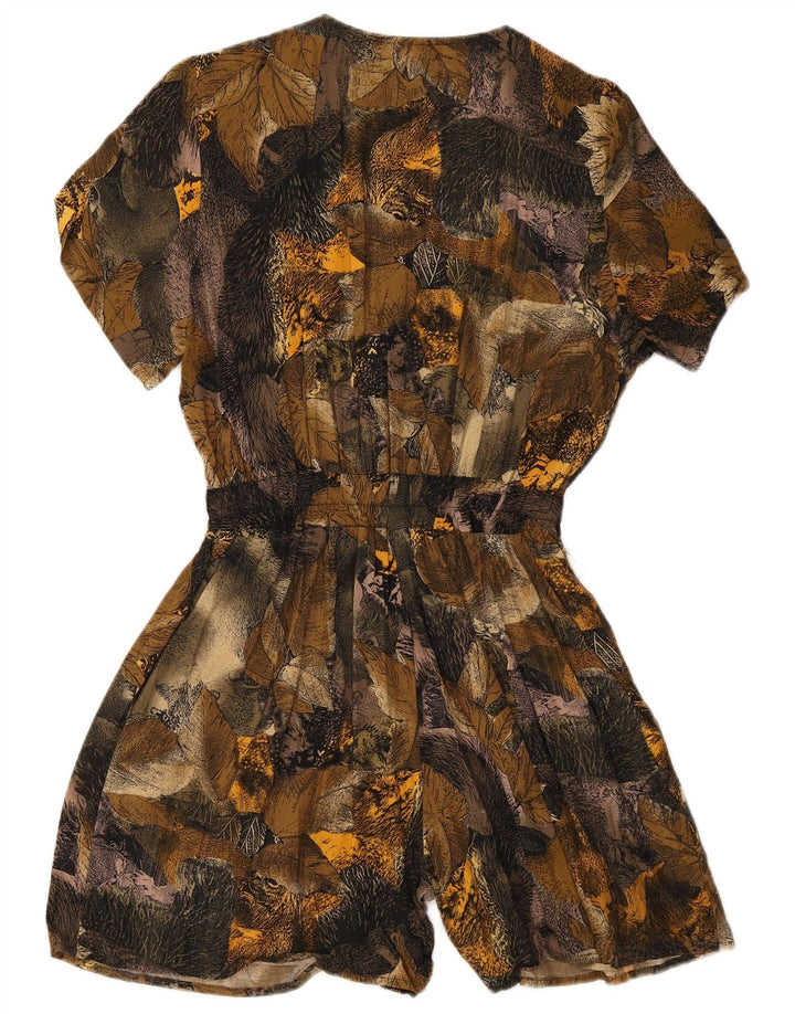 Vintage kvinders abstrakt mønster playsuit UK 14 Large Green