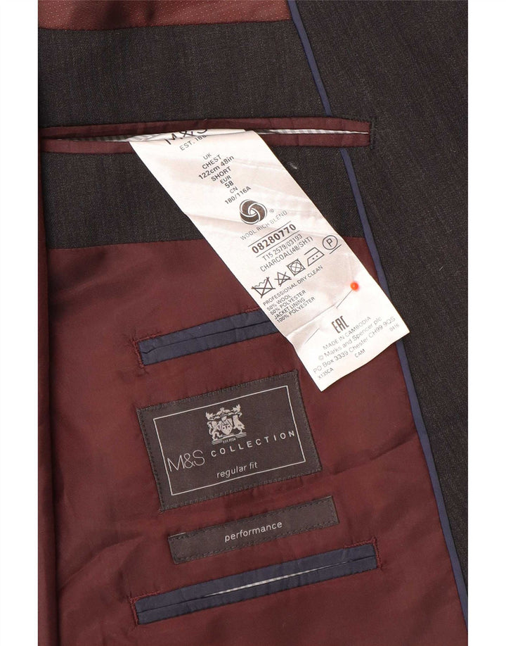 Marks & Spencer Herre 2-knaps blazerjakke UK 48 2XL Grå uld