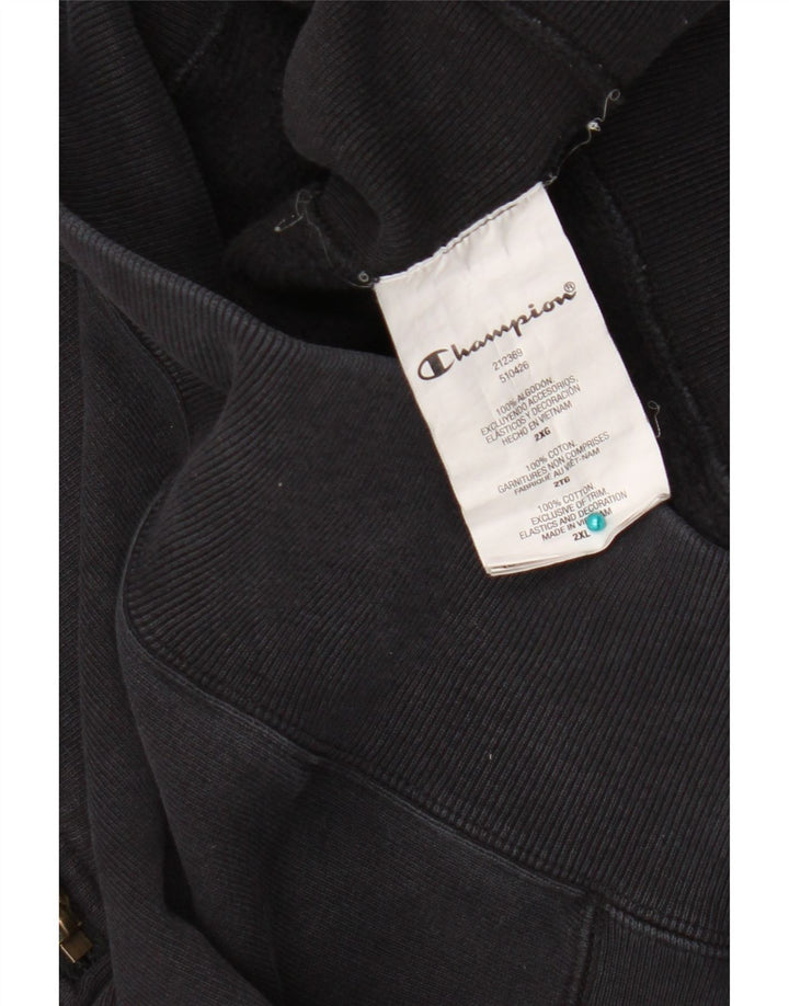 Champion Herre Zip Neck Sweatshirt Jumper 2XL Grå Bomuld