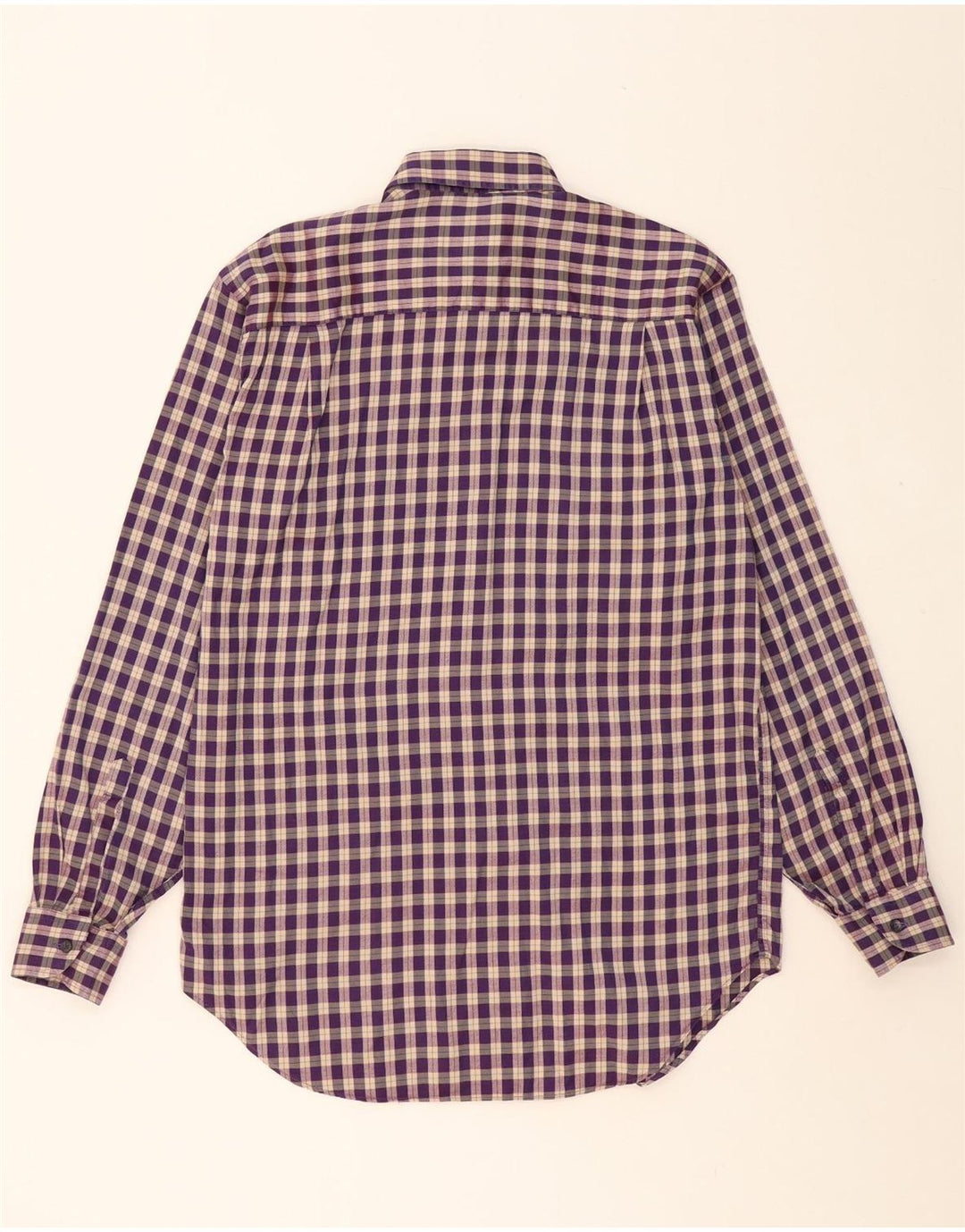 TRUSSARDI Mens Shirt Size 40 15 1/2 Medium Purple Check Vintage Trussardi and Second-Hand Trussardi from Messina Hembry 