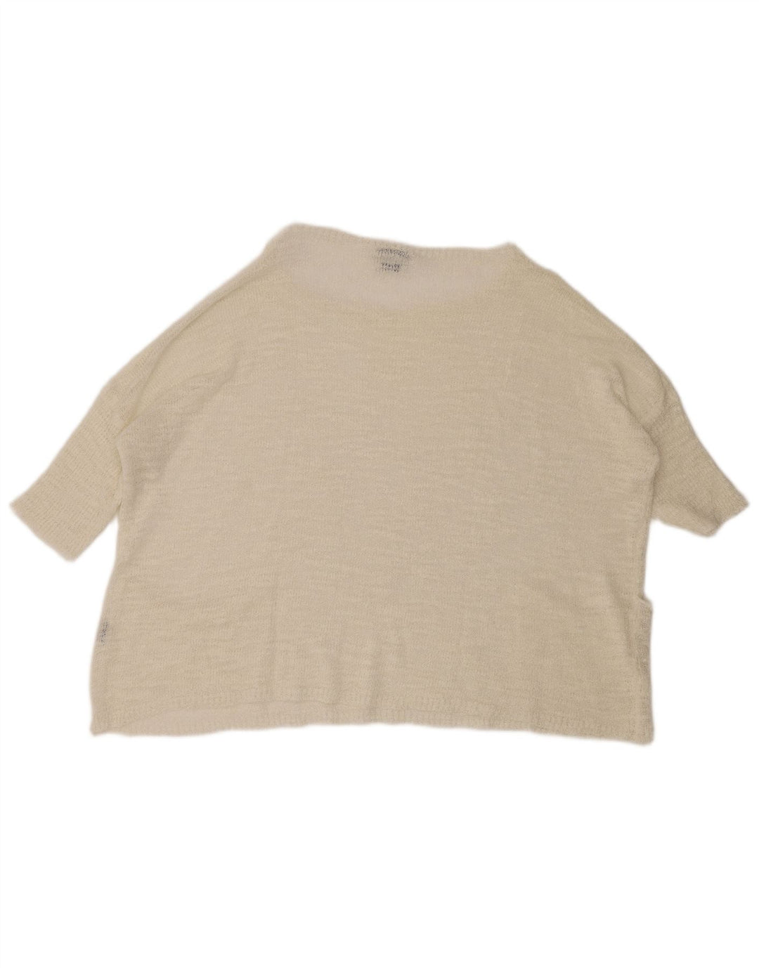 Zara Dame Se Through Boat Neck Jumper Sweater UK 14 Medium Off White