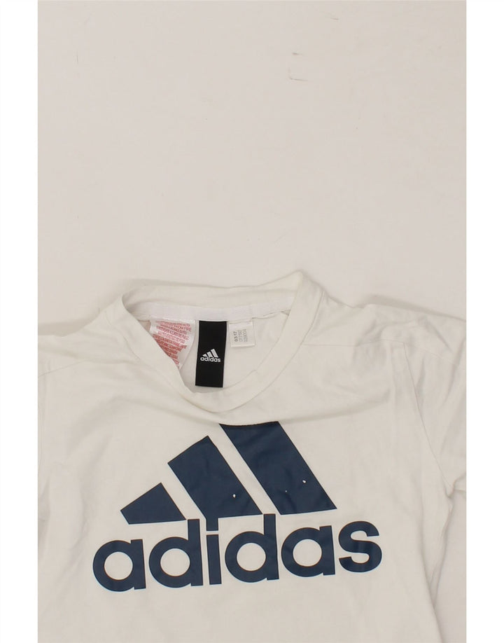 ADIDAS Boys Graphic T-Shirt Top 4-5 Years White Vintage Adidas and Second-Hand Adidas from Messina Hembry 