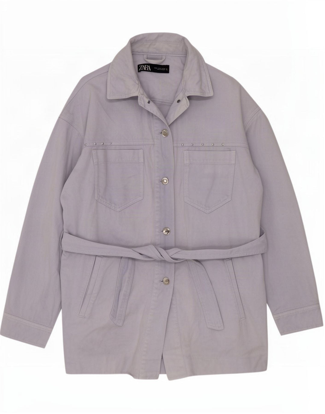 Zara Kvinder Oversized Utility Jacket UK 14 Medium Blue Cotton