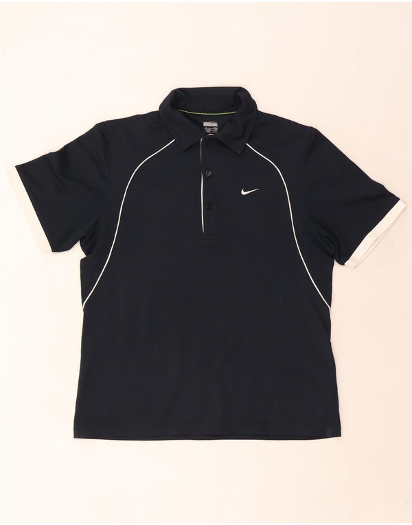 Nike Polo skjorte til mænd UK 39/41 Medium Navy Blue Colourblock Polyester