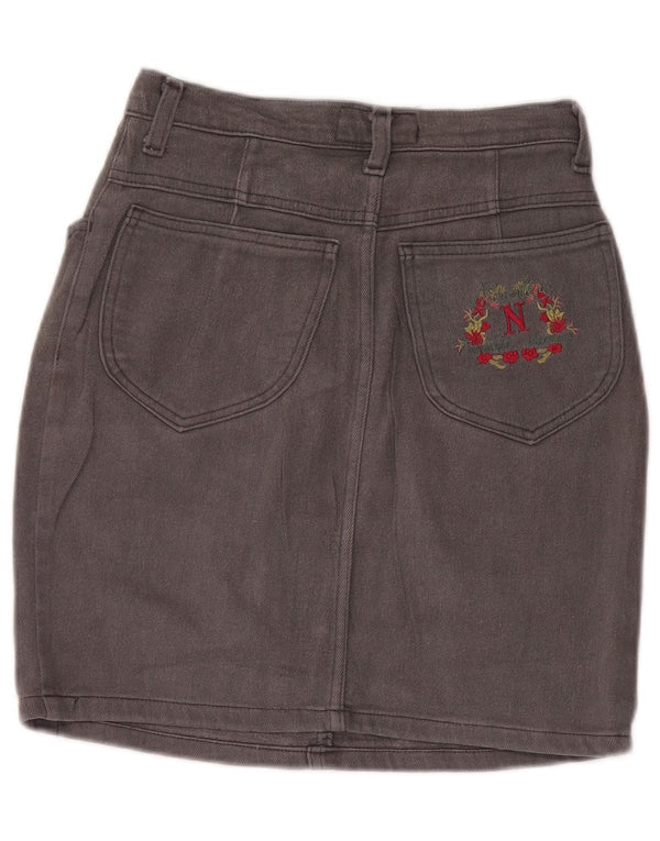 VINTAGE Dame højtaljet denimnederdel IT 42 Medium W28 Grå Bomuld