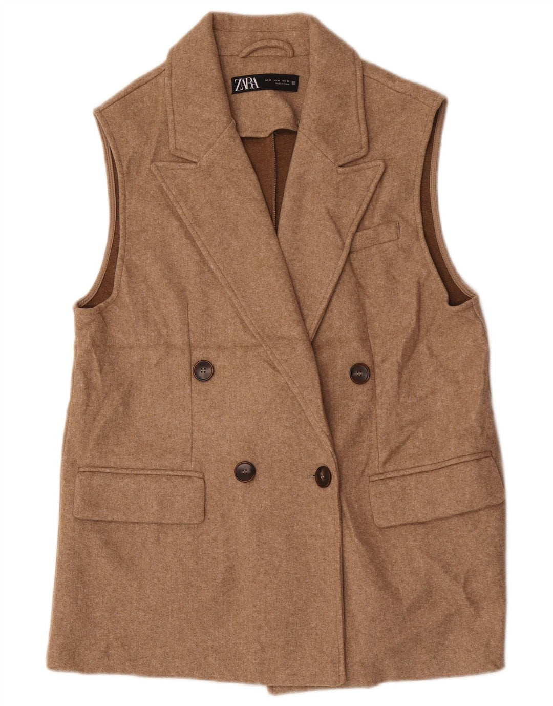 Zara Dame Oversized ærmeløs blazerjakke UK 14 Medium Beige