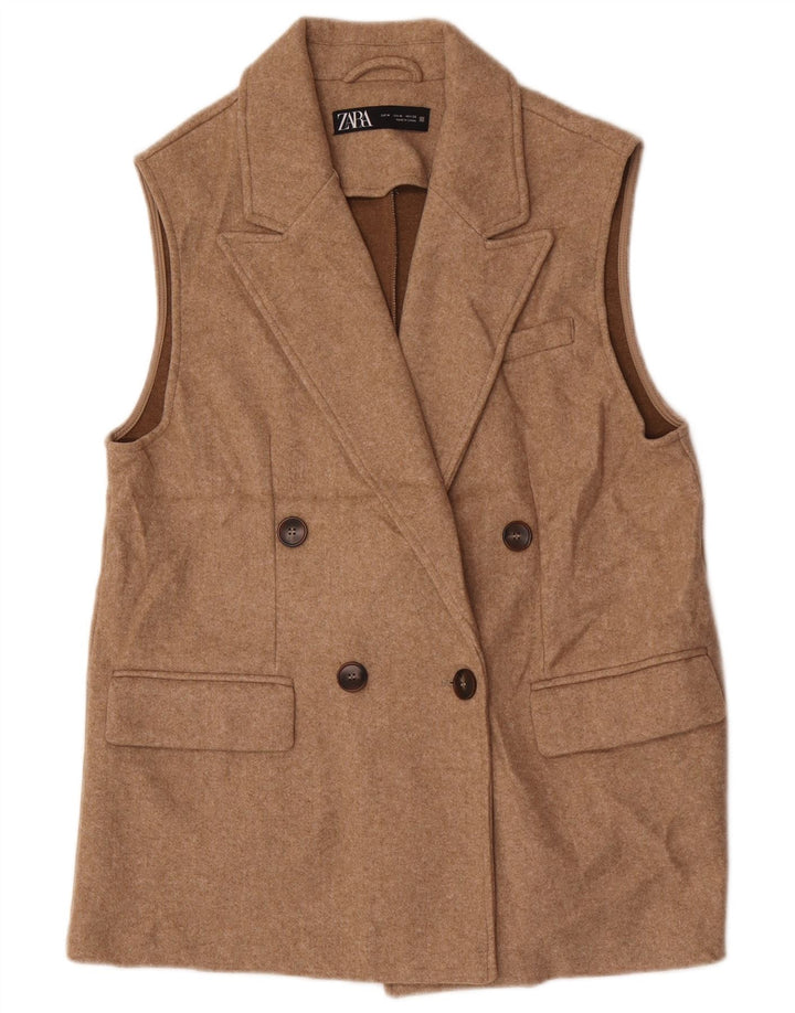 Zara Dame Oversized ærmeløs blazerjakke UK 14 Medium Beige