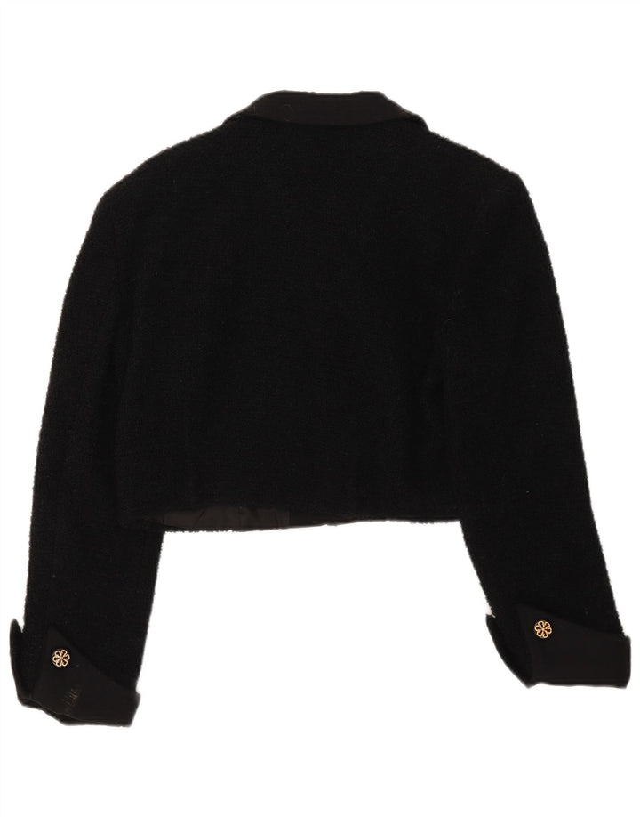 Vintage Bolero-jakke til kvinder UK 10 Lille sort uld