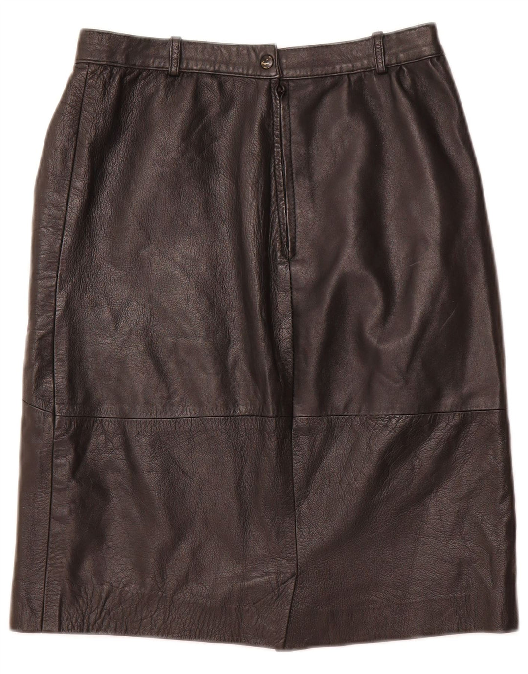 VINTAGE Højtaljet lædernederdel til kvinder IT 48 XL W28 sort læder