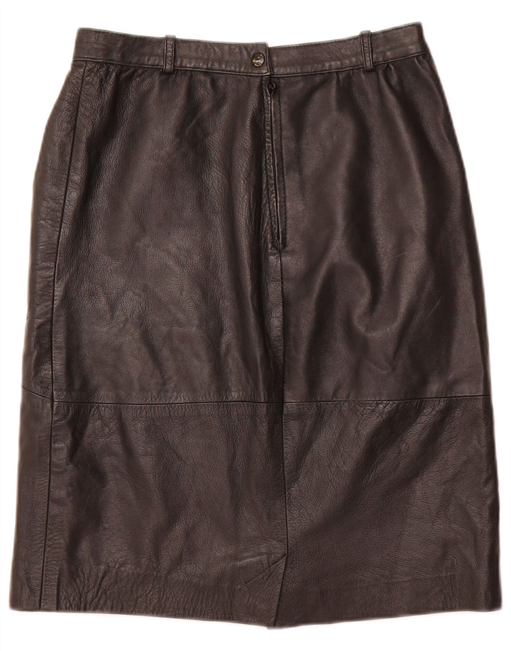 VINTAGE Højtaljet lædernederdel til kvinder IT 48 XL W28 sort læder