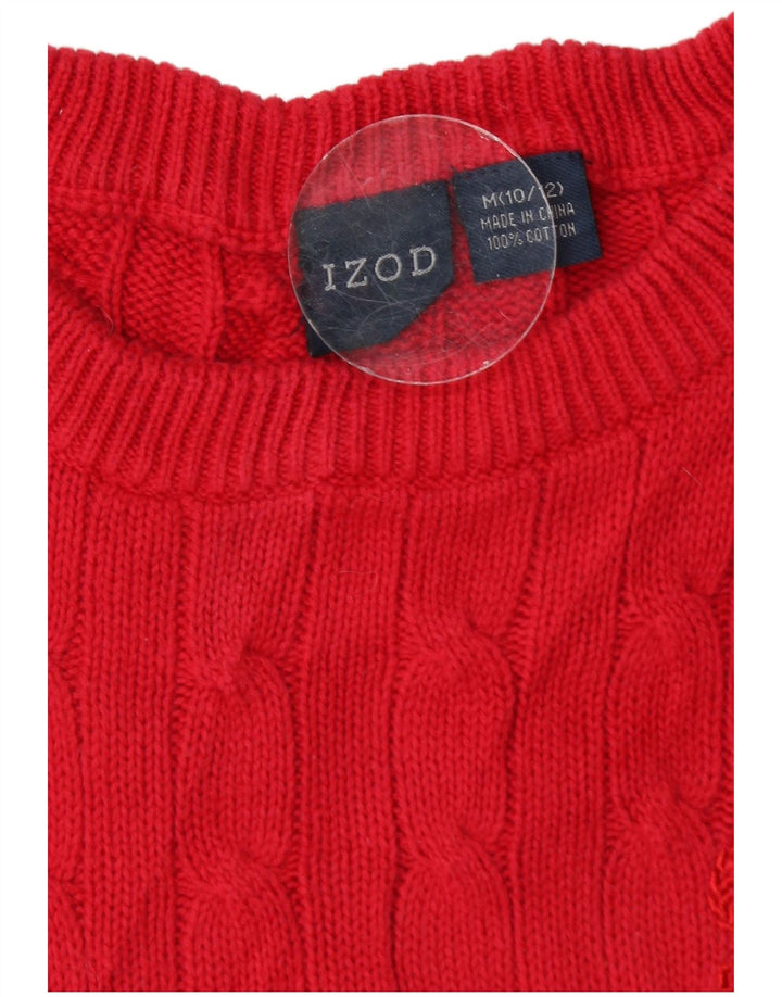 Izod Dame Boat Neck Jumper Sweater US 10/12 Medium Rød Bomuld
