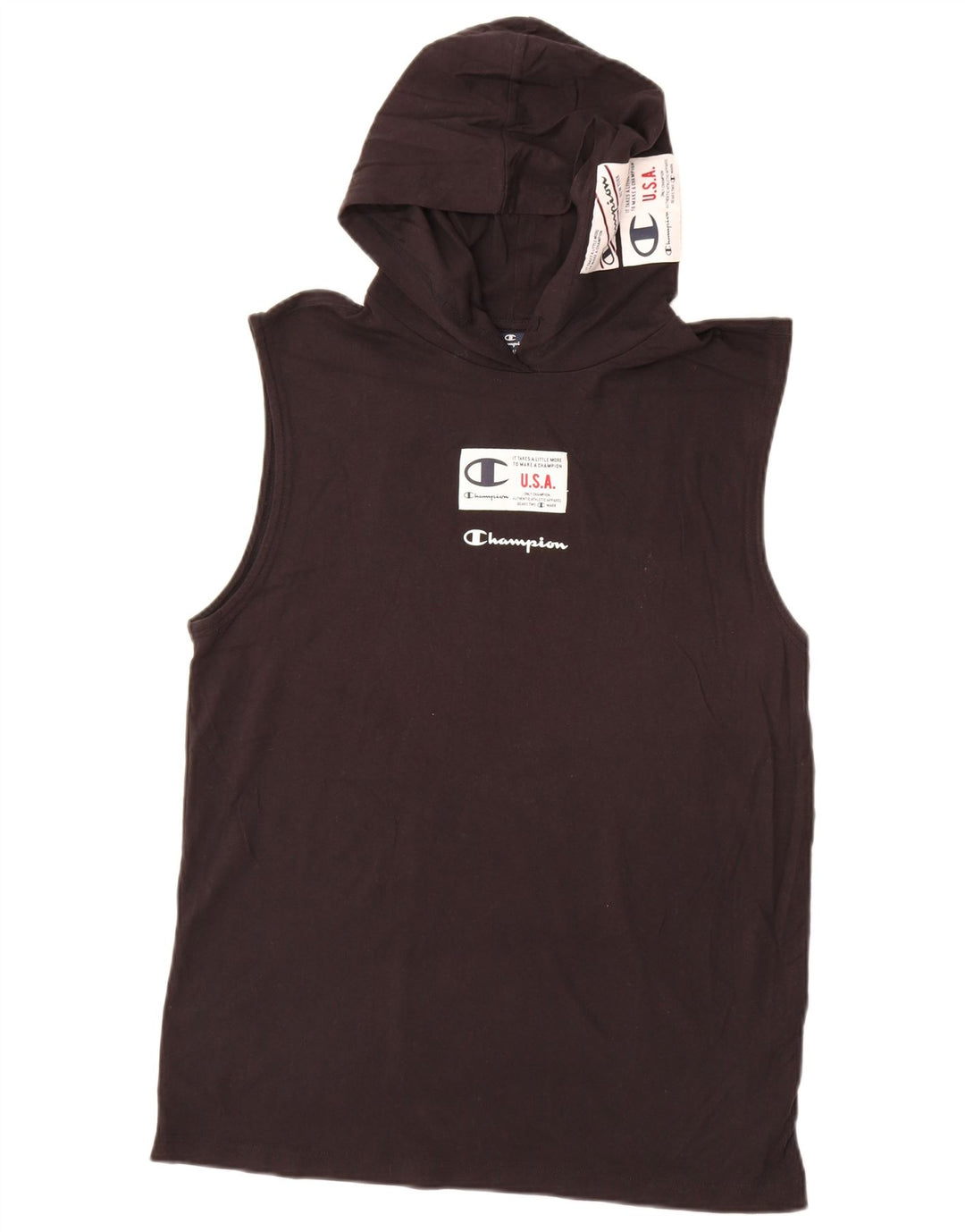 Champion Herre Hætte Grafisk Vest Top Medium Sort Bomuld