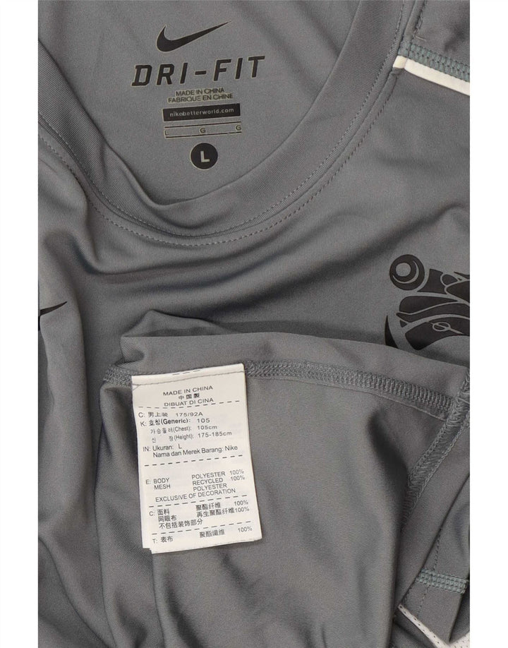 Nike Herre Dri Fit T-Shirt Top Stor Grå Colourblock Polyester