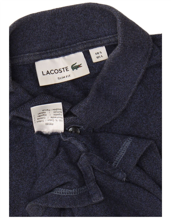 LACOSTE Herre Slim Fit Polo Shirt Størrelse 5 Large Navy Blue Bomuld