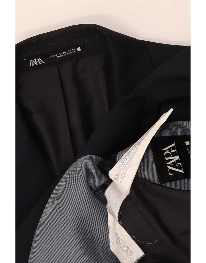 Zara Herre 2-knaps blazerjakke EU 46 Lille marineblå polyester