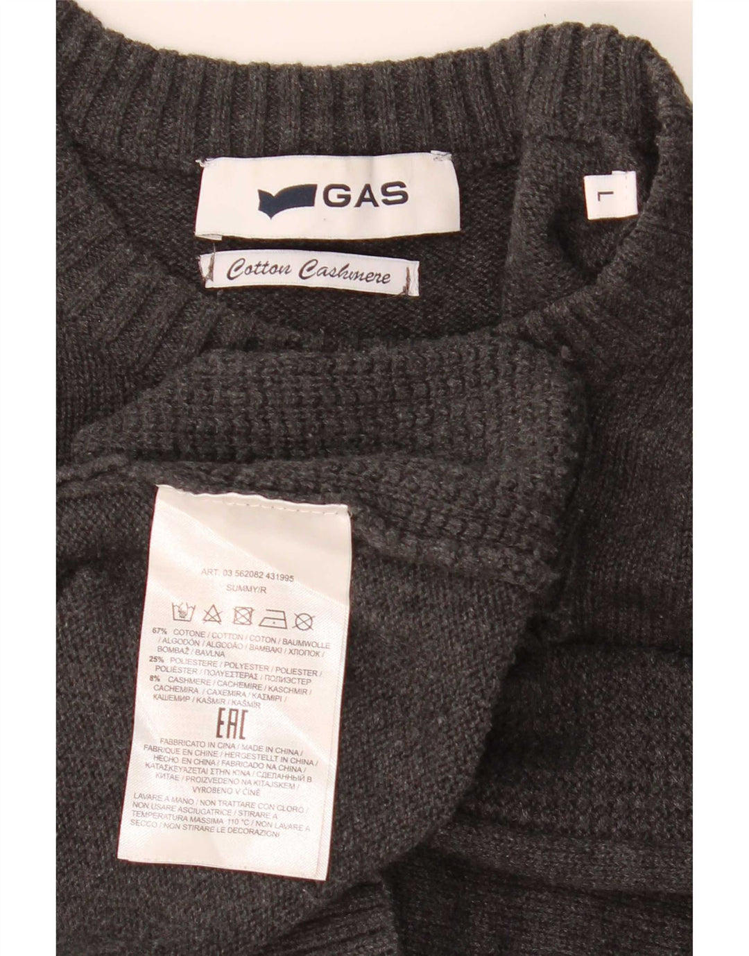 Gas Herre Crew Neck Jumper Sweater Stor Grå Bomuld