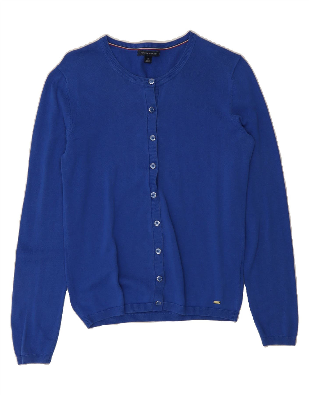 TOMMY HILFIGER Womens Oversized Cardigan Sweater UK 10 Small Blue Cotton Vintage Tommy Hilfiger and Second-Hand Tommy Hilfiger from Messina Hembry 