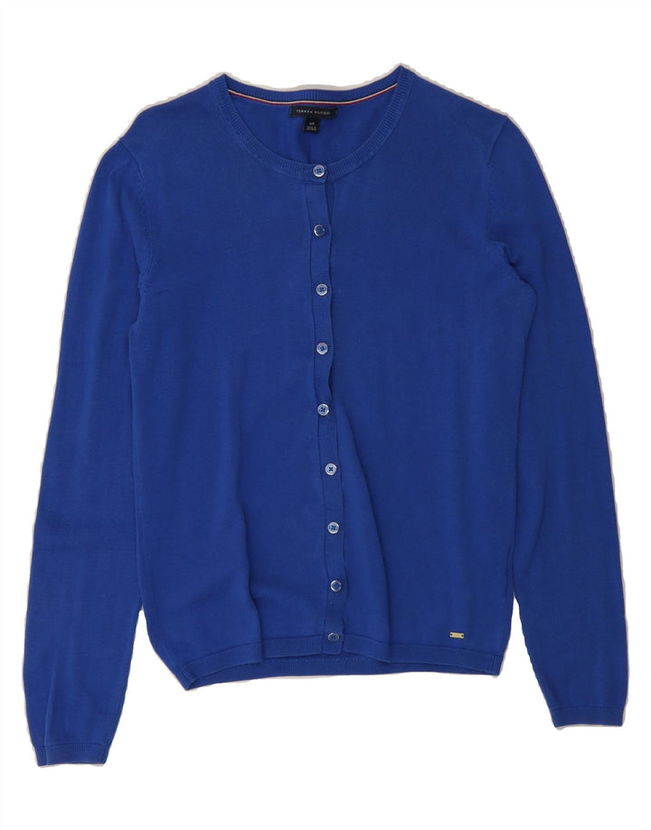 TOMMY HILFIGER Womens Oversized Cardigan Sweater UK 10 Small Blue Cotton Vintage Tommy Hilfiger and Second-Hand Tommy Hilfiger from Messina Hembry 