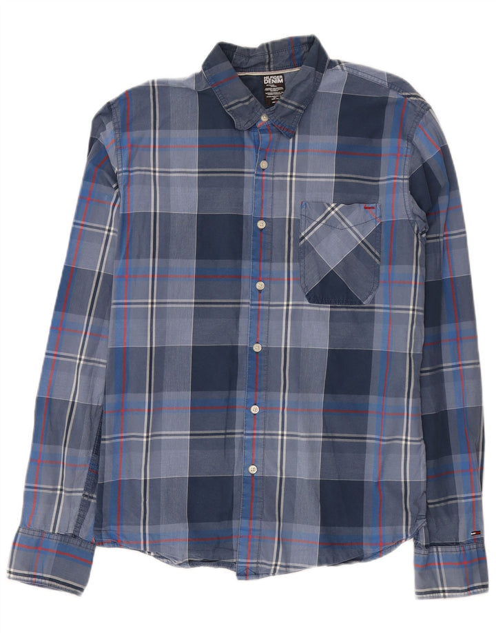 Tommy Hilfiger Herreskjorte Stor blå ternet bomuld