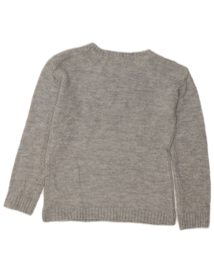 ROXY Dame grafisk bådhals sweater UK 14 Medium Grey