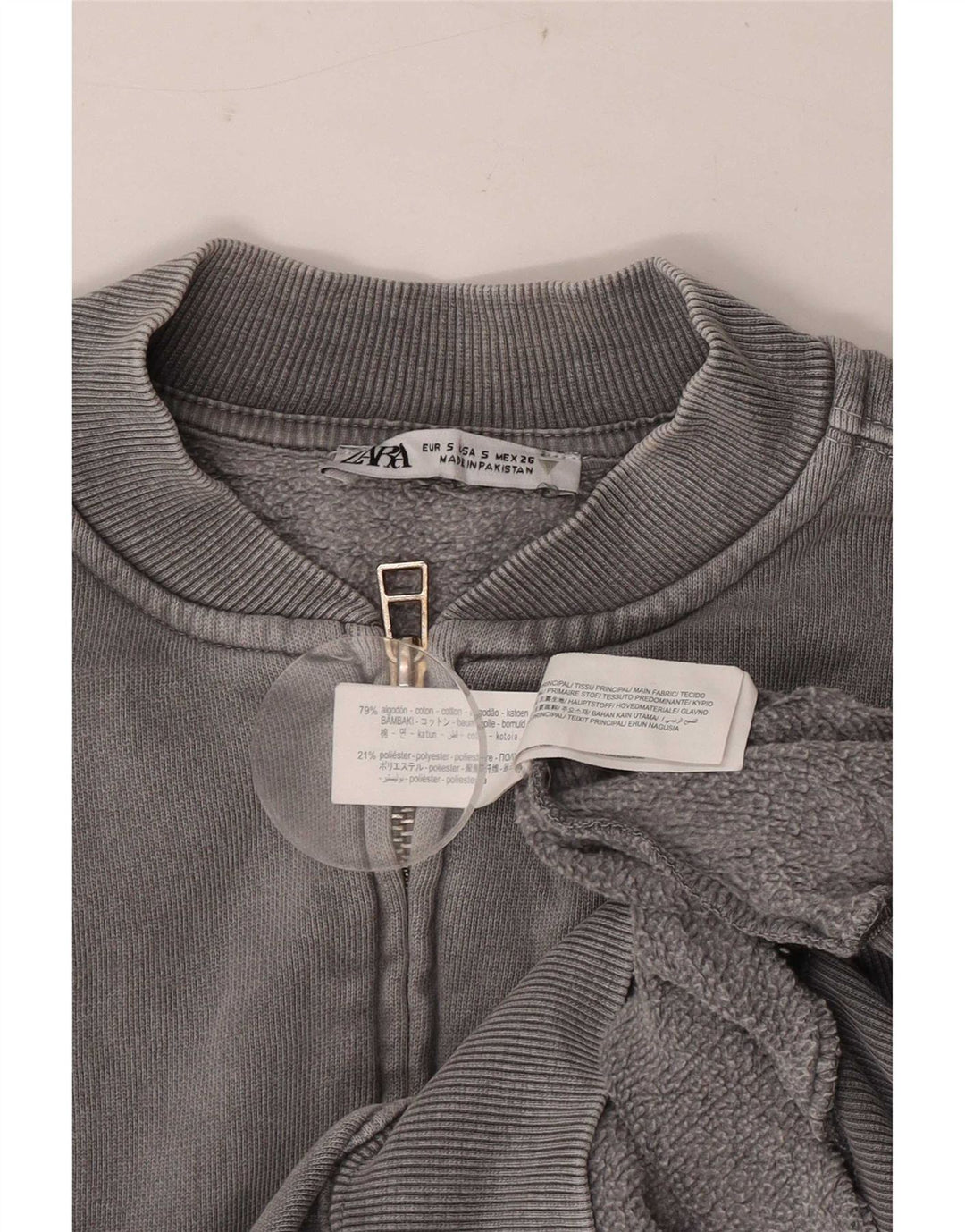 Zara Womens Oversized træningsdragt Topjakke UK 10 Small Grey Bomuld