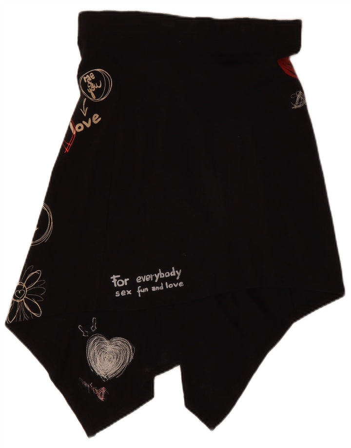 Desigual kvinders grafiske asymmetriske nederdel lille W27 sort bomuld