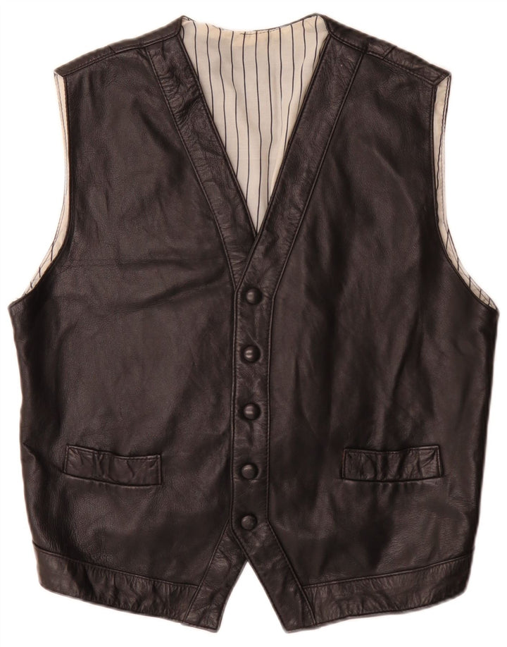 Vintage herre lædervest medium sort